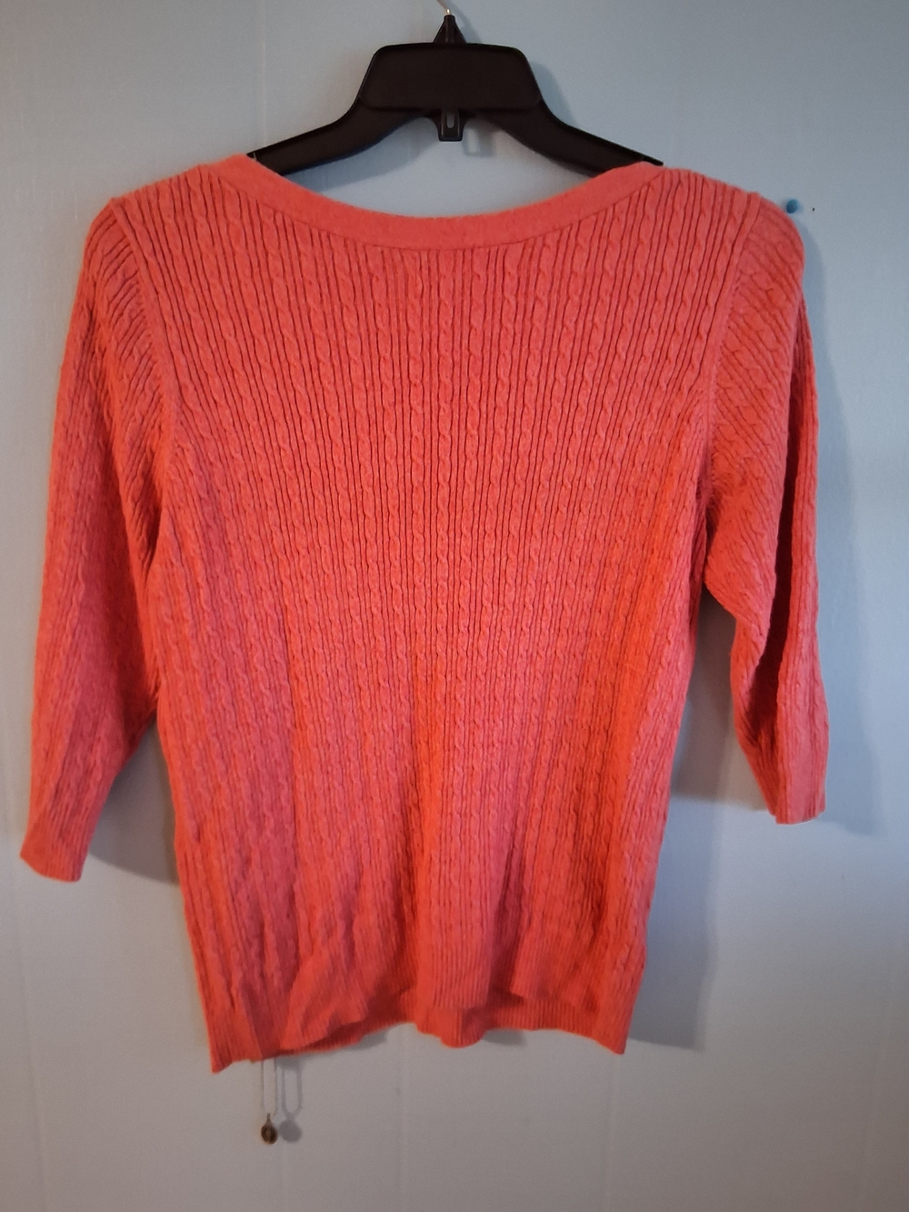 Karen Scott Coral Cable-Knit Scoopneck Sweater with Shoulder Buttons - Picture 3 of 3